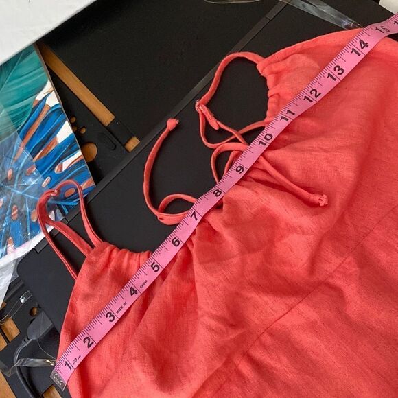 Bebop Juniors Sz 3 Coral linen adjustable spaghetti strap dress. Great Condition - Picture 8 of 10
